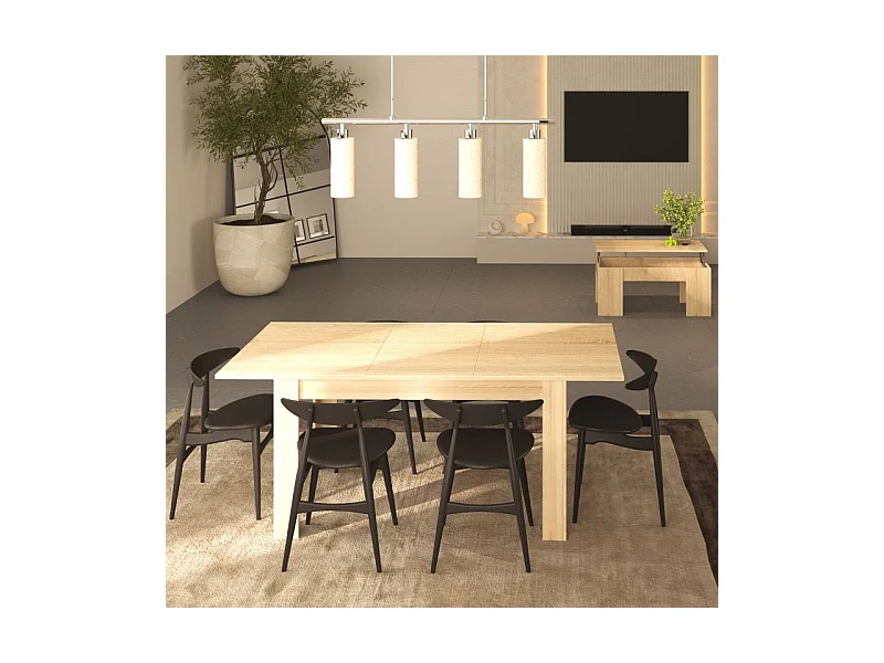 Pack mesa de comedor 140 y mesa de centro Vita Roble Canadian