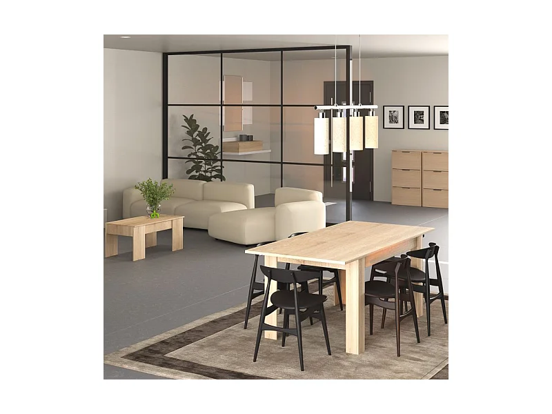 Pack mesa de comedor 140 y mesa de centro Vita Roble Canadian