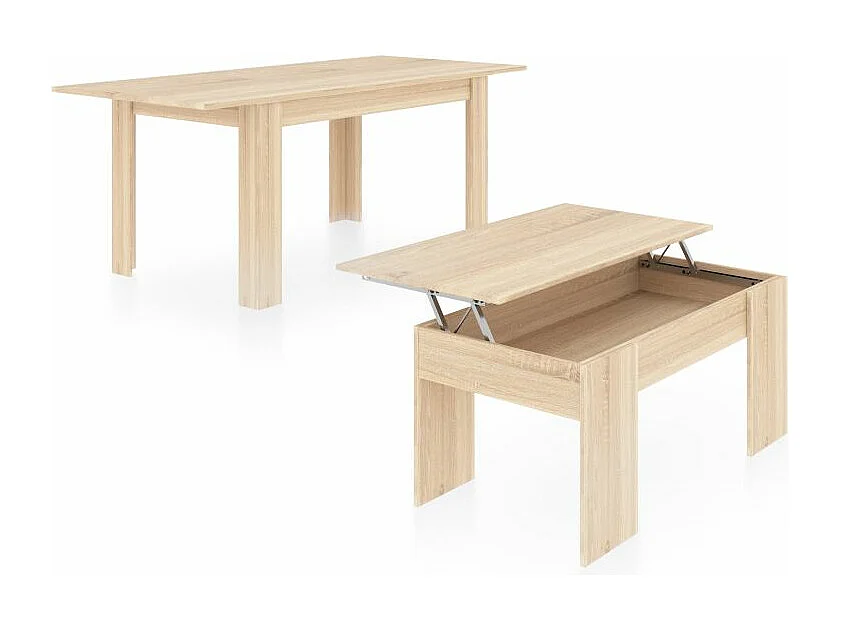 Pack mesa de comedor 140 y mesa de centro Vita Roble Canadian