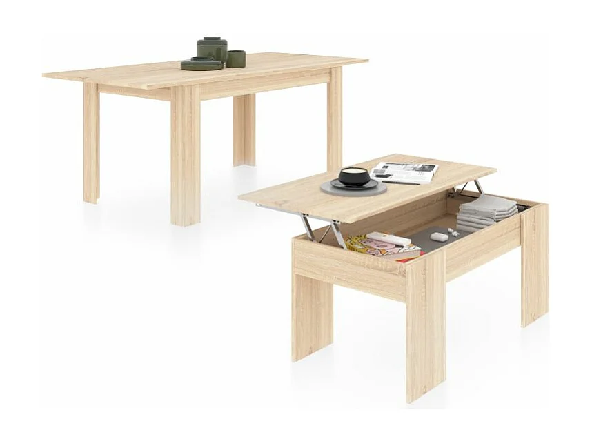 Pack mesa de comedor 140 y mesa de centro Vita Roble Canadian