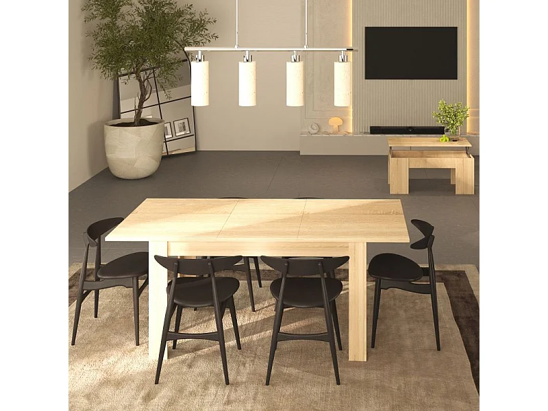 Pack mesa de comedor 140 y mesa de centro Vita Roble Canadian