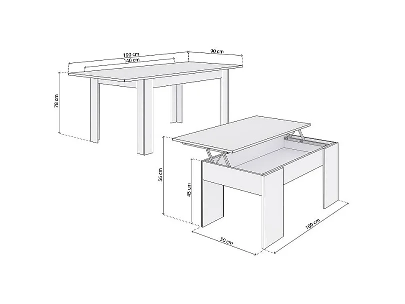 Pack mesa de comedor 140 y mesa de centro Vita Blanco Artik (Blanco Mate)