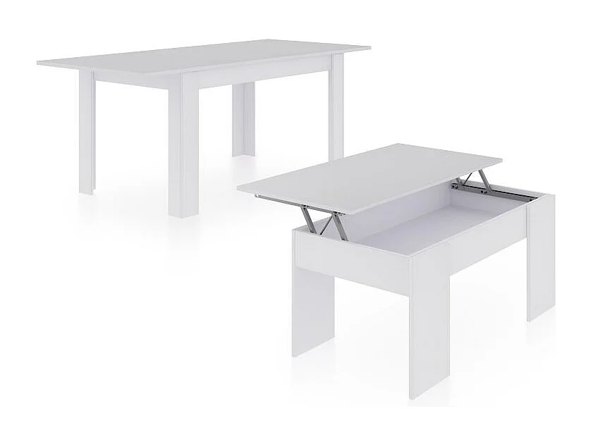 Pack mesa de comedor 140 y mesa de centro Vita Blanco Artik (Blanco Mate)