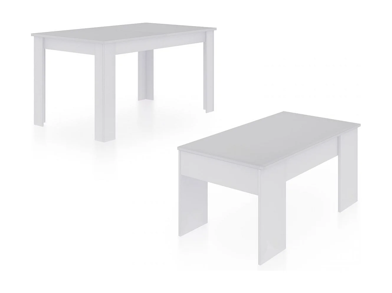 Pack mesa de comedor 140 y mesa de centro Vita Blanco Artik (Blanco Mate)