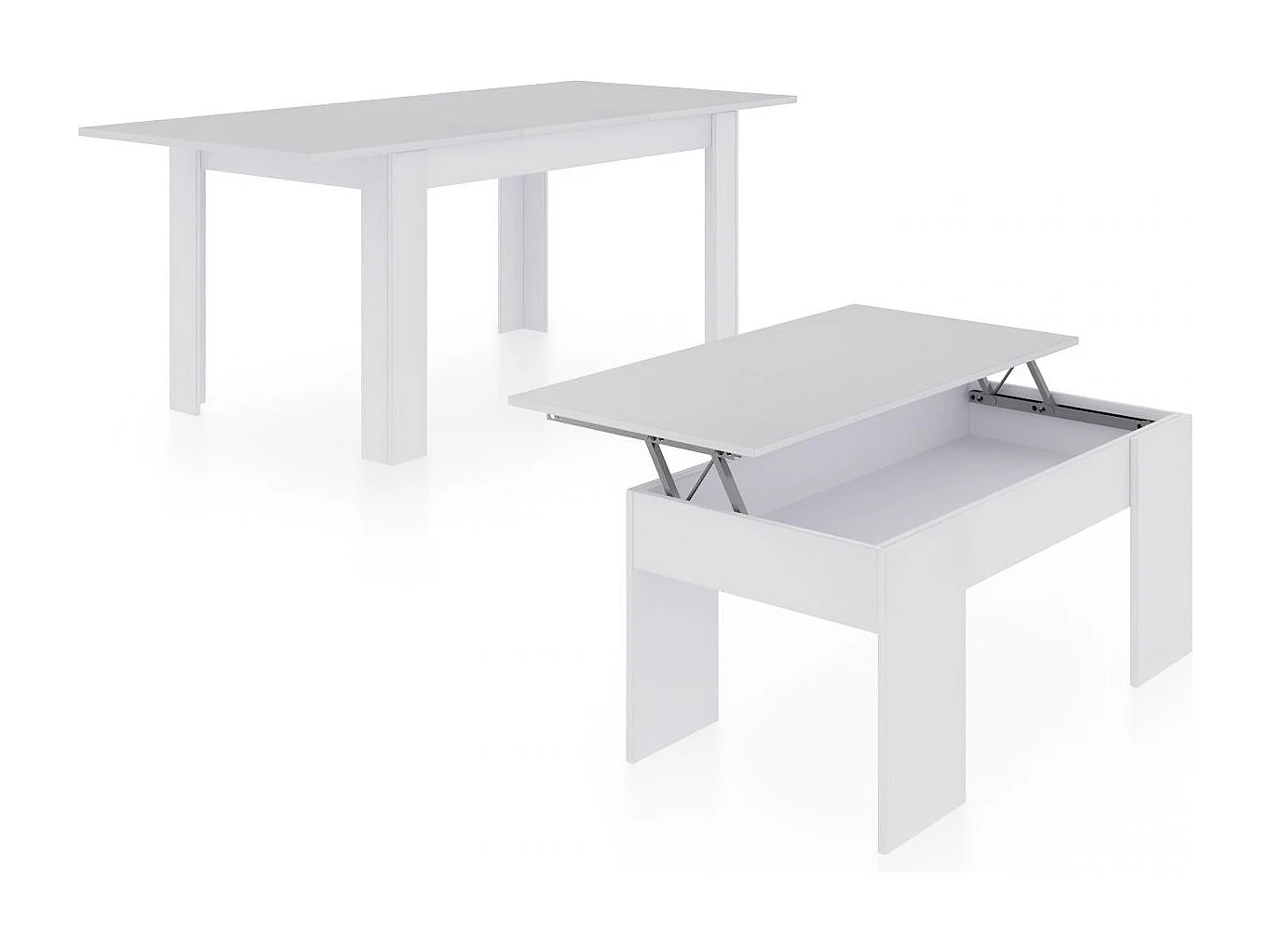 Pack mesa de comedor 140 y mesa de centro Vita Blanco Artik (Blanco Mate)