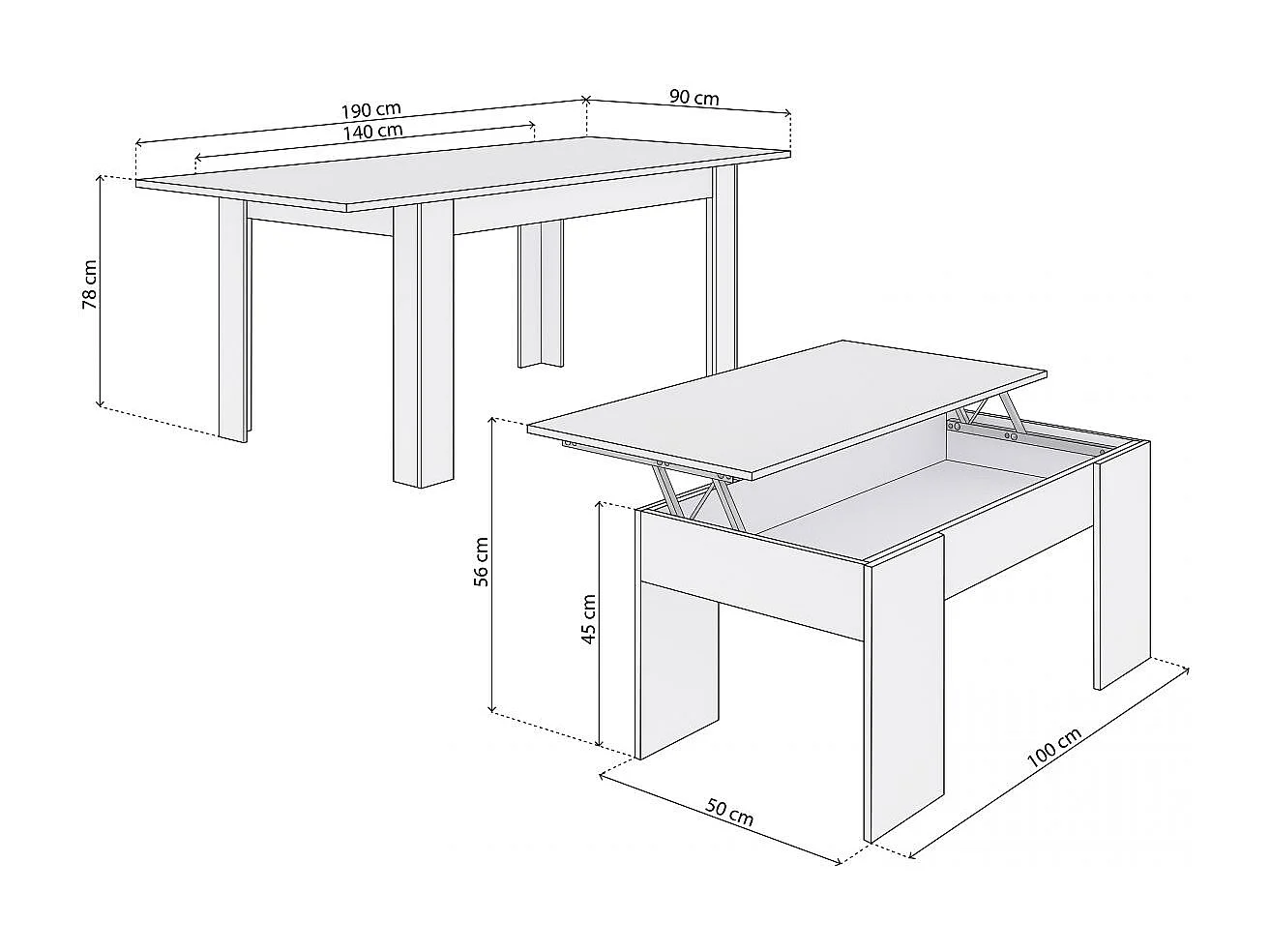 Pack mesa de comedor 140 y mesa de centro Vita Blanco Artik (Blanco Mate)