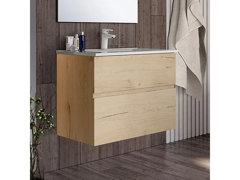 Mobile bagno sospeso rovere Londres 2 cassetti 70x45x59H
