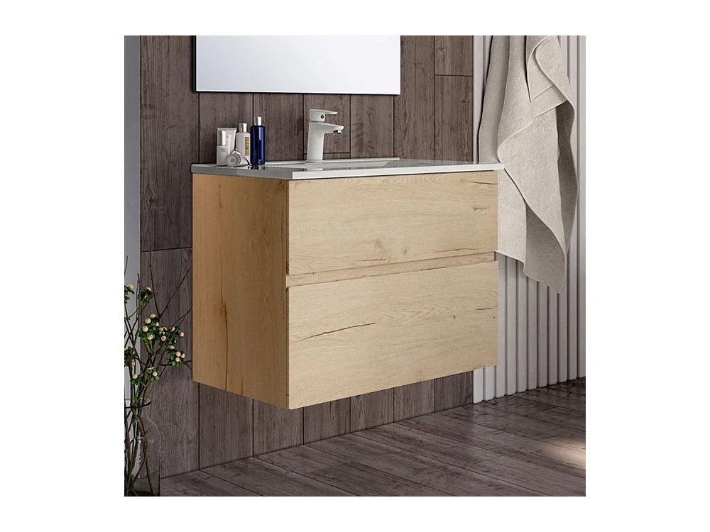 Mobile bagno sospeso rovere Londres 2 cassetti 70x45x59H