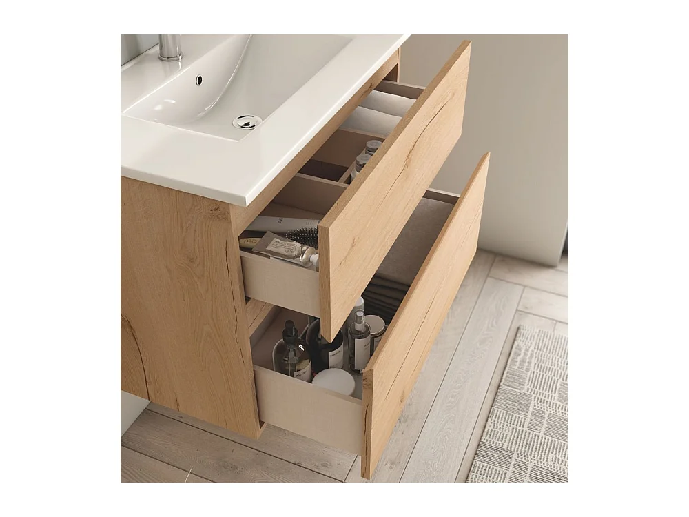 Mobile bagno sospeso rovere Londres 2 cassetti 70x45x59H