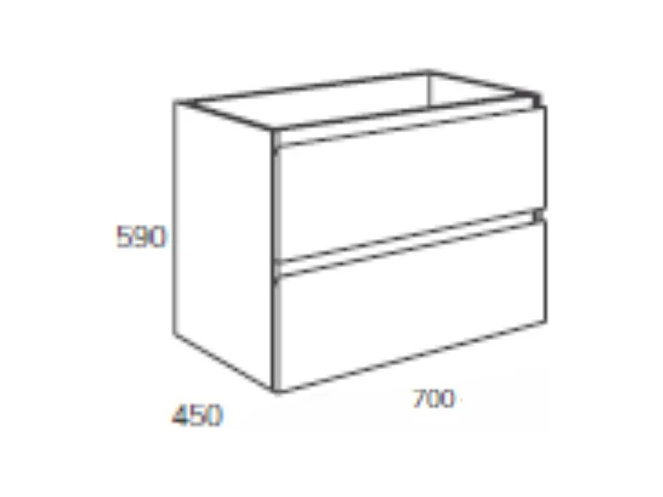 Mobile bagno sospeso rovere Londres 2 cassetti 70x45x59H