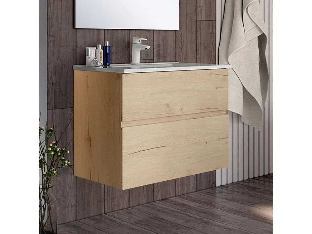 Mobile bagno sospeso rovere Londres 2 cassetti 70x45x59H