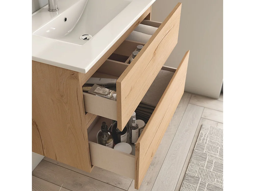 Mobile bagno sospeso rovere Londres 2 cassetti 70x45x59H