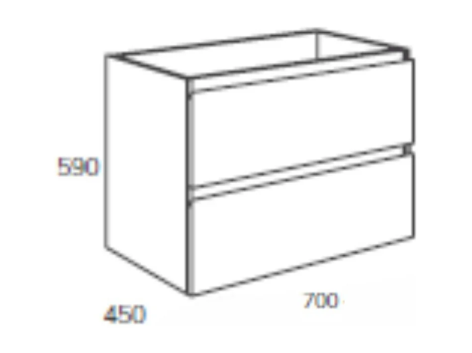 Mobile bagno sospeso rovere Londres 2 cassetti 70x45x59H