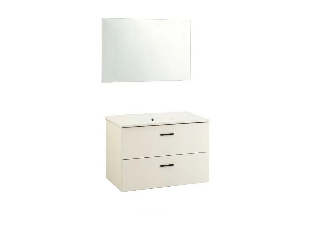 Mobile bagno sospeso Lario bianco lucido con lavabo e specchio 80x46x48H