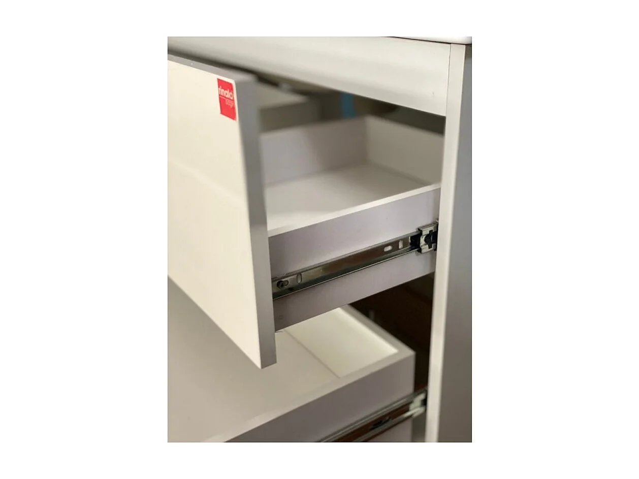 Mobile bagno sospeso Lario bianco lucido con lavabo e specchio 80x46x48H