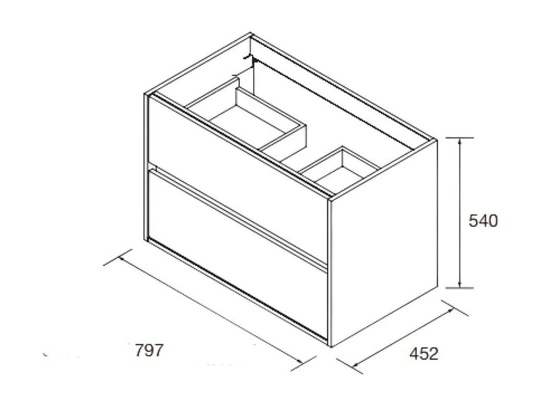 Mobile bagno sospeso grigio opaco 2 cassetti 80x45x56h Claros80