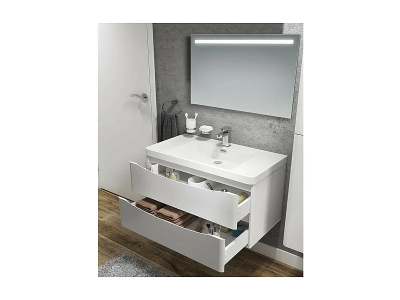 Mobile bagno sospeso Lesina 90x48x55 colore bianco lucido
