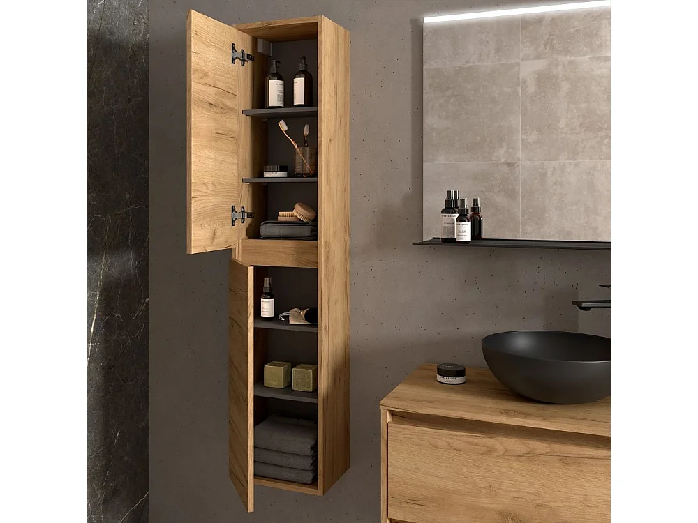 Colonna pensile bagno rovere africa due ante 30x24x140 Jorge