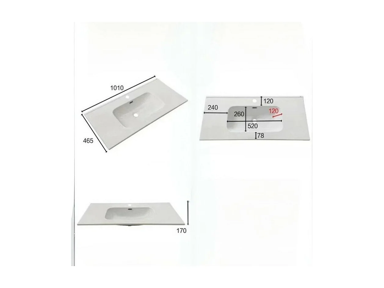 Lavabo consolle d'appoggio in ceramica bianco 101x46.5x17H VA836-100