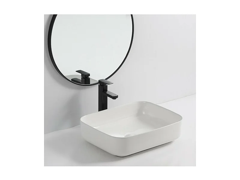 Lavabo d'appoggio in ceramica bianco senza foro miscelatore 50x39x13H Bowl9391B