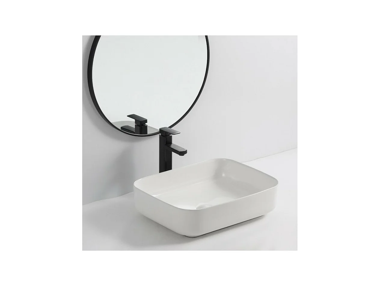 Lavabo d'appoggio in ceramica bianco senza foro miscelatore 50x39x13H Bowl9391B