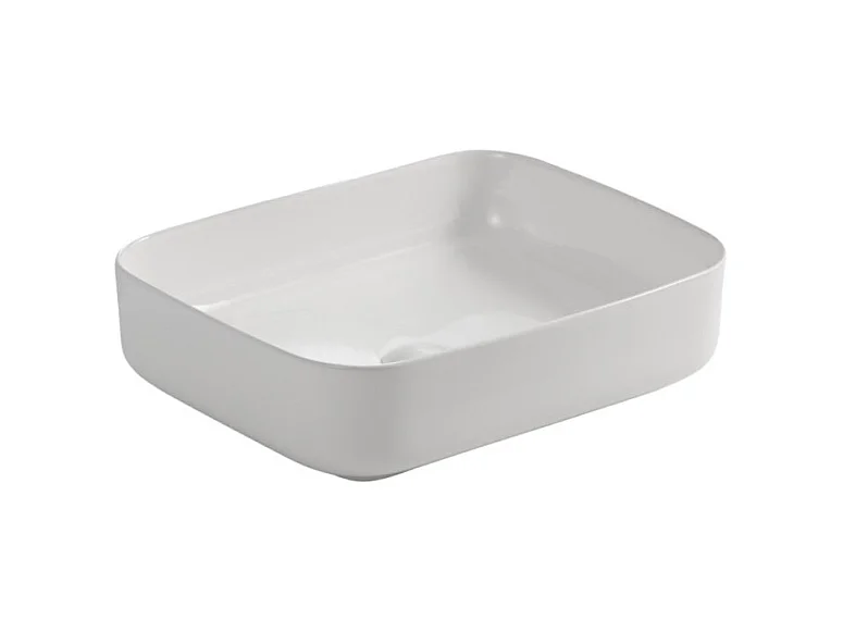 Lavabo d'appoggio in ceramica bianco senza foro miscelatore 50x39x13H Bowl9391B