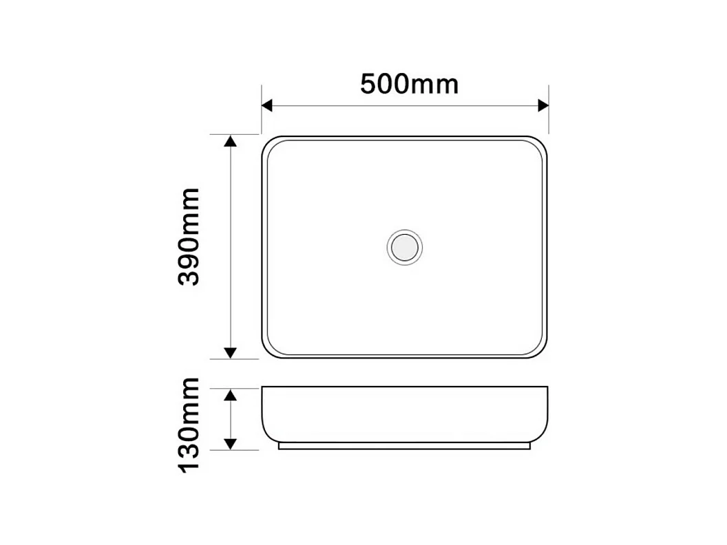 Lavabo d'appoggio in ceramica bianco senza foro miscelatore 50x39x13H Bowl9391B