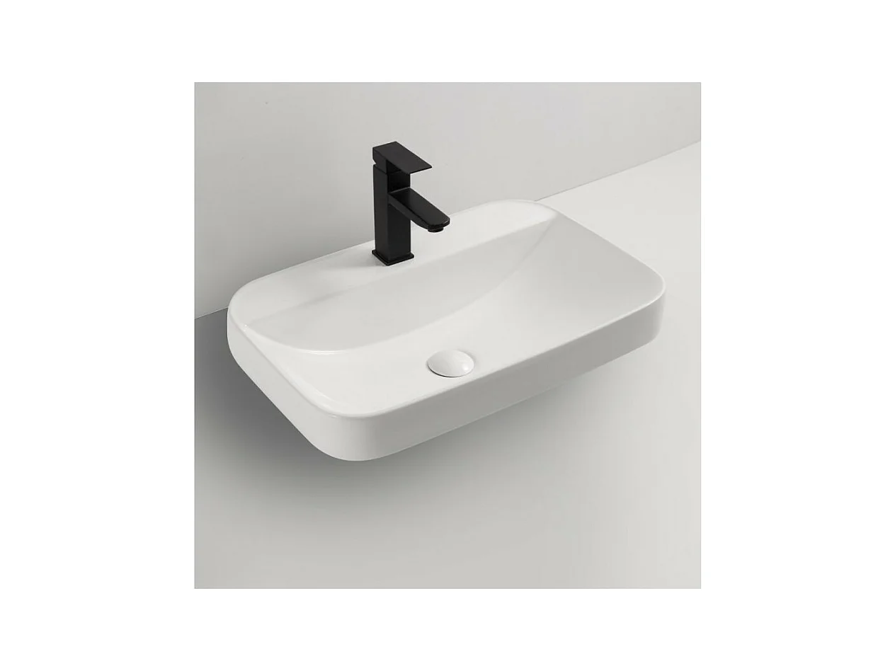 Lavabo semincasso in ceramica bianco 60x40x16,5H CUP6026B