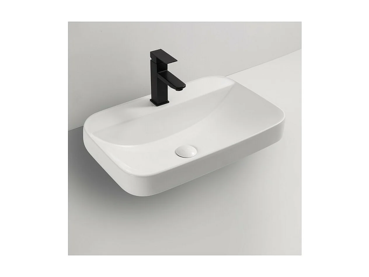 Lavabo semincasso in ceramica bianco 60x40x16,5H CUP6026B