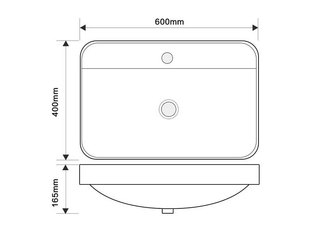 Lavabo semincasso in ceramica bianco 60x40x16,5H CUP6026B