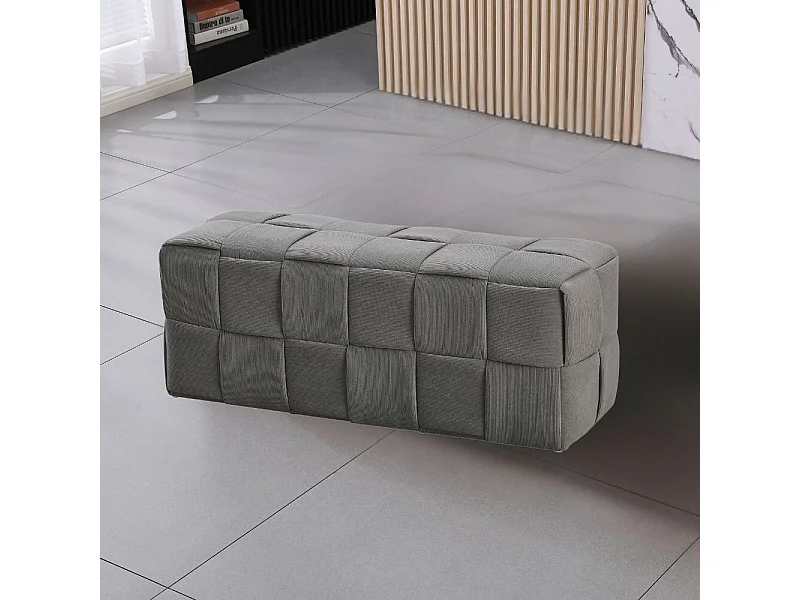 Pouf rettangolare colore grigio effetto intrecciato Den 104x39x39H