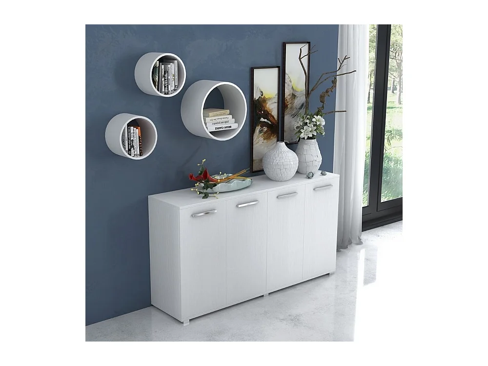 Mobile multiuso 180x45x80 ingresso e ufficio Viareggio colore bianco frassinato