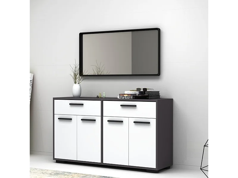Credenza 4 ante e 2 cassetti 140 cm Truva colore grigio bianco