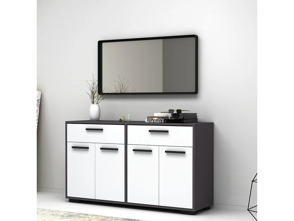 Credenza 4 ante e 2 cassetti 140 cm Truva colore grigio bianco