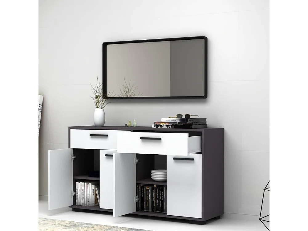 Credenza 4 ante e 2 cassetti 140 cm Truva colore grigio bianco