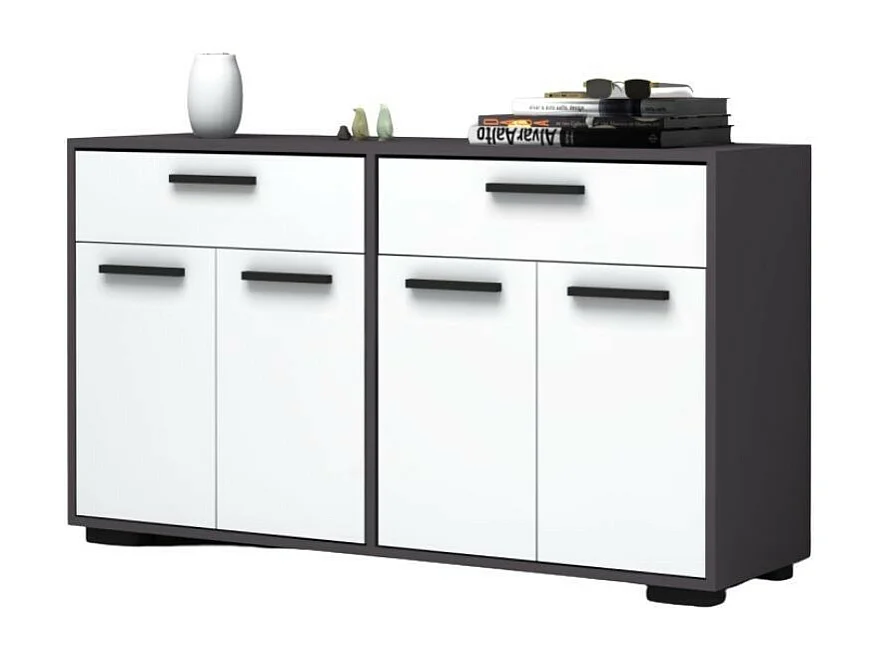 Credenza 4 ante e 2 cassetti 140 cm Truva colore grigio bianco