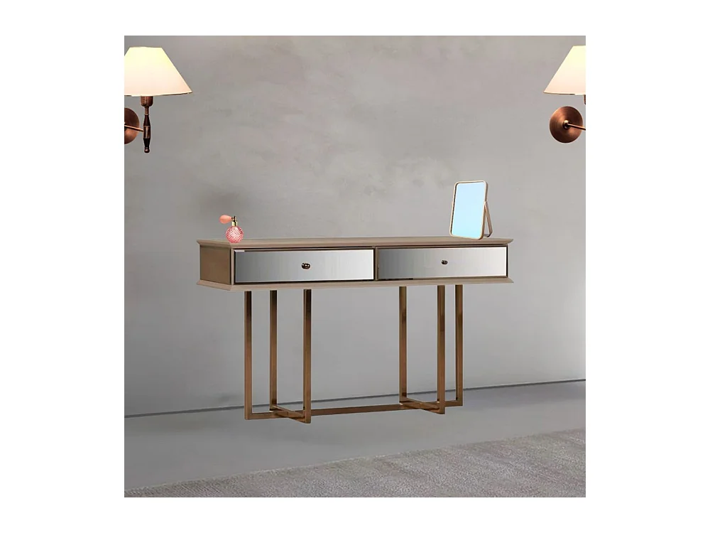 Dresser Eliza gambe oro e 2 cassetti finitura vizon cream 140.5x45.5x80.3H