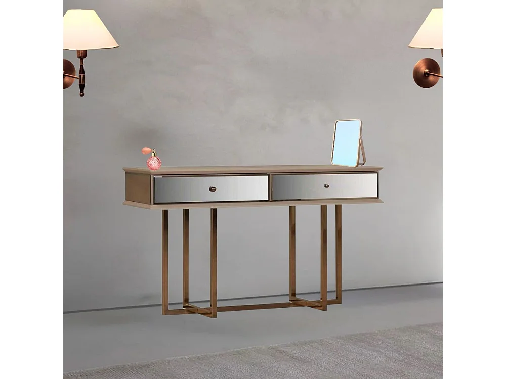 Dresser Eliza gambe oro e 2 cassetti finitura vizon cream 140.5x45.5x80.3H