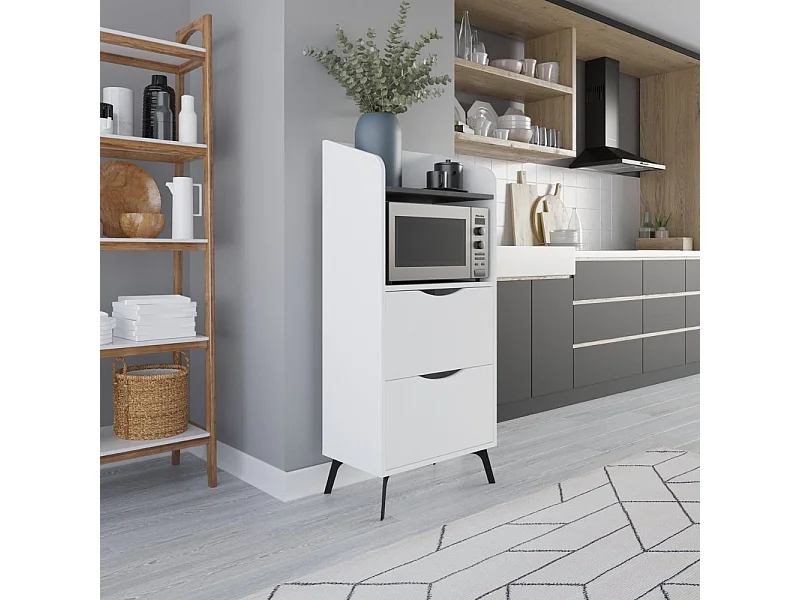 Mobile multiuso con cassetti bianco e ripiano retro grey Gorki