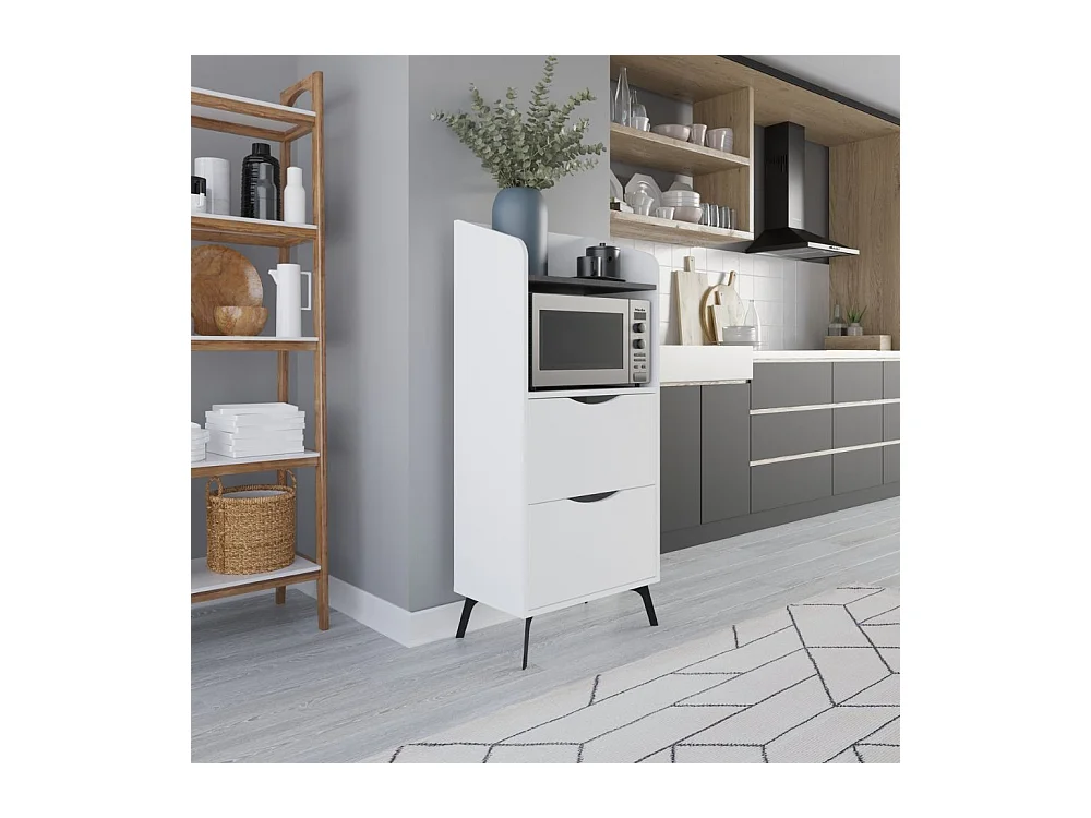 Mobile multiuso con cassetti bianco e ripiano retro grey Gorki