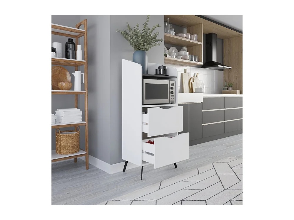 Mobile multiuso con cassetti bianco e ripiano retro grey Gorki