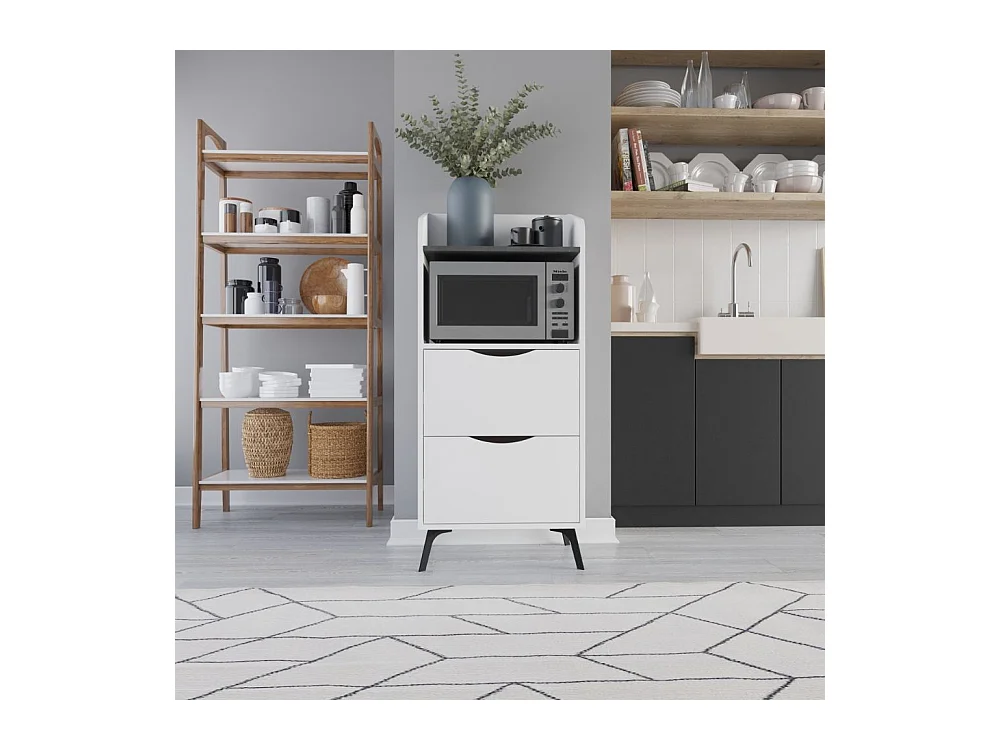 Mobile multiuso con cassetti bianco e ripiano retro grey Gorki