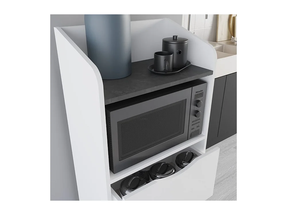 Mobile multiuso con cassetti bianco e ripiano retro grey Gorki