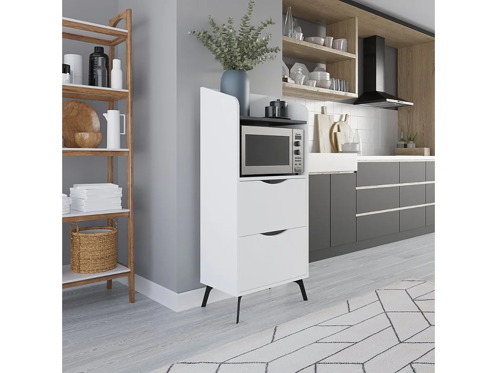 Mobile multiuso con cassetti bianco e ripiano retro grey Gorki