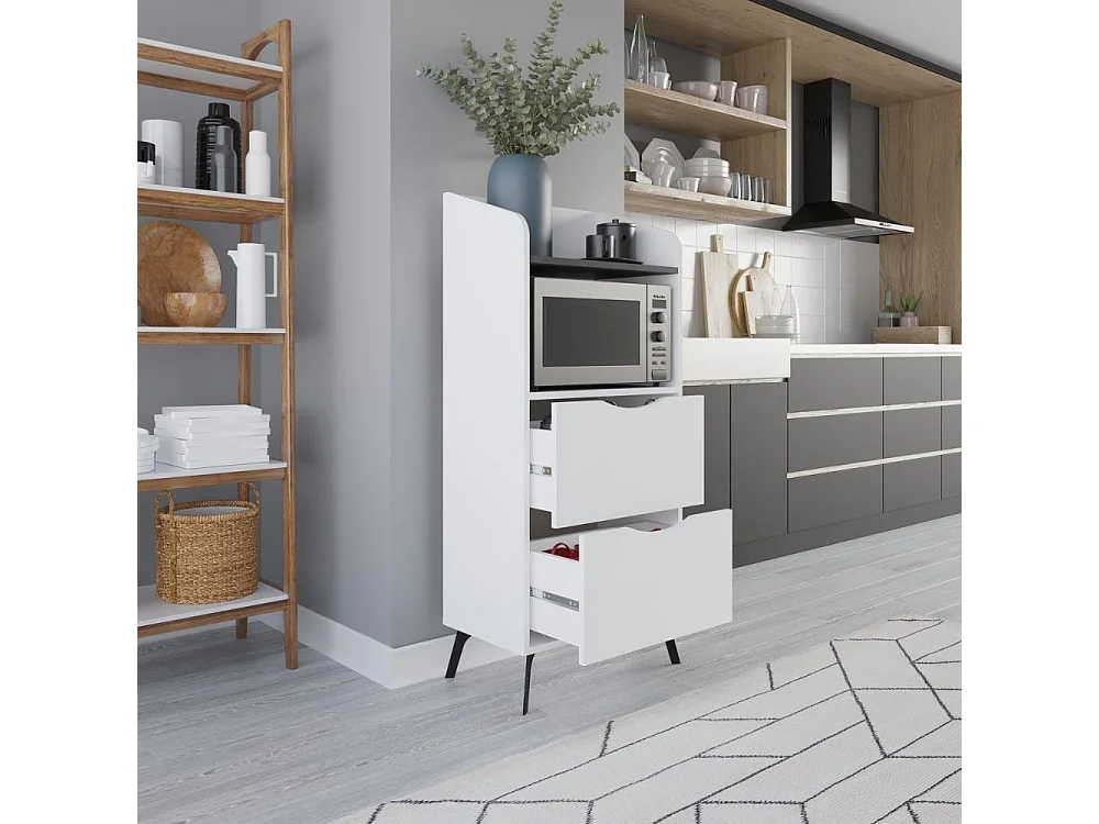 Mobile multiuso con cassetti bianco e ripiano retro grey Gorki