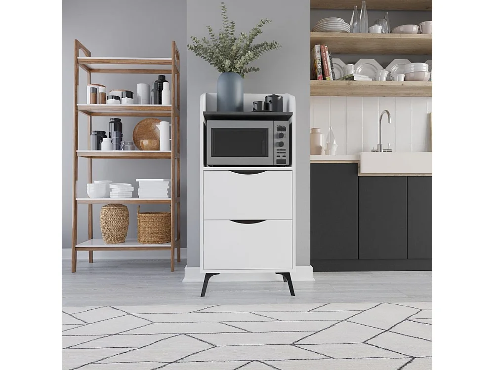 Mobile multiuso con cassetti bianco e ripiano retro grey Gorki