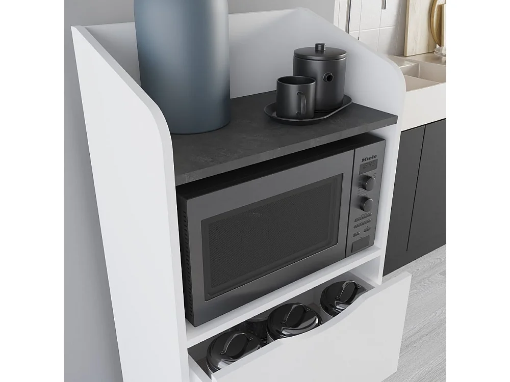 Mobile multiuso con cassetti bianco e ripiano retro grey Gorki