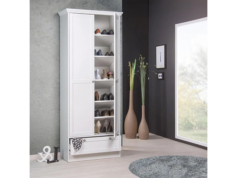 Armadio scarpiera due ante e cassetto Landwood13 colore bianco