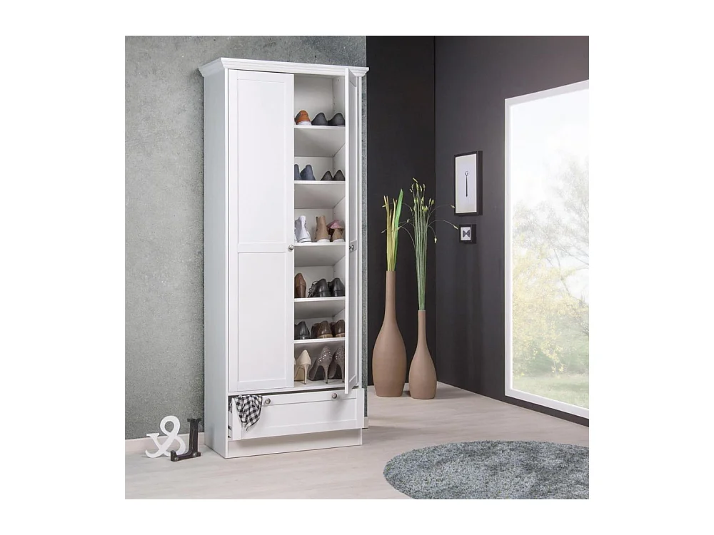 Armadio scarpiera due ante e cassetto Landwood13 colore bianco