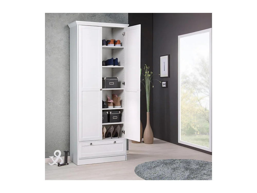 Armadio scarpiera due ante e cassetto Landwood13 colore bianco